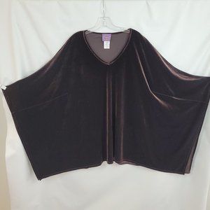 Curations S/M Brown Velour Poncho Top Poly Blend Stretchy